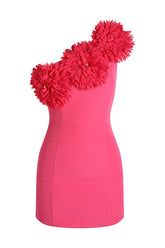 Nasrin One Shoulder Flower Mini Dress